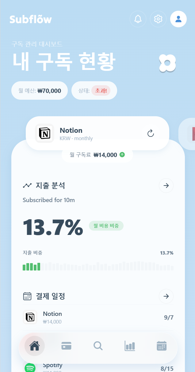 SubFlow 모바일 앱